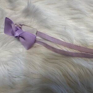 Lavender 2" Mini Bow on Lavender Skinny FOE elastic headband     7580  Handmade